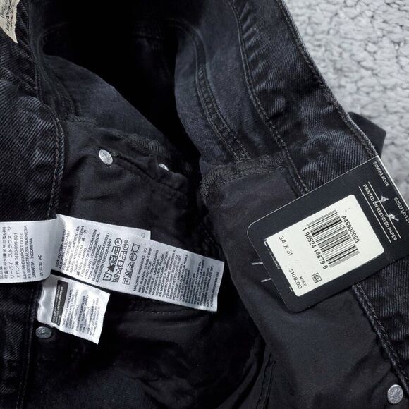 Levi's Premium Middy Straight Mid Rise Jeans Black Nonstretch Size 34 x 31 - Picture 5 of 10